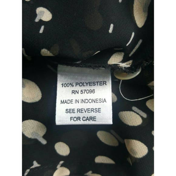 Quintessential button Down Blouse Sheer Sz Small black cream 3/4 Sleeve - Picture 7 of 8